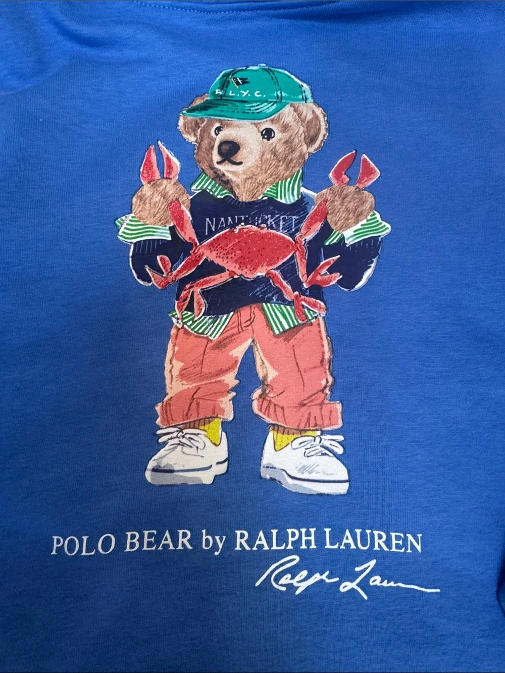 Ralph Lauren Kids Royal Blue Hoodie with Polo Bear Graphic